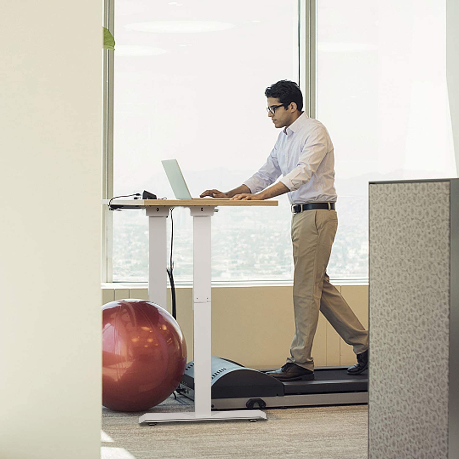 Electric Standing Desk, 55 x 28 Inches Height Adjustable Dual Motor Stand up Desk Workstation, Full Sit Stand Home Office Table, Whole-Piece Desk Board (White Frame/Yellow Top) Electric Standing Desk, 55 x 28 Inches Height Adjustable Dual Motor Stand up Desk Workstation, Full Sit Stand Home Office Table, Whole-Piece Desk Board (White Frame/Yellow Top)